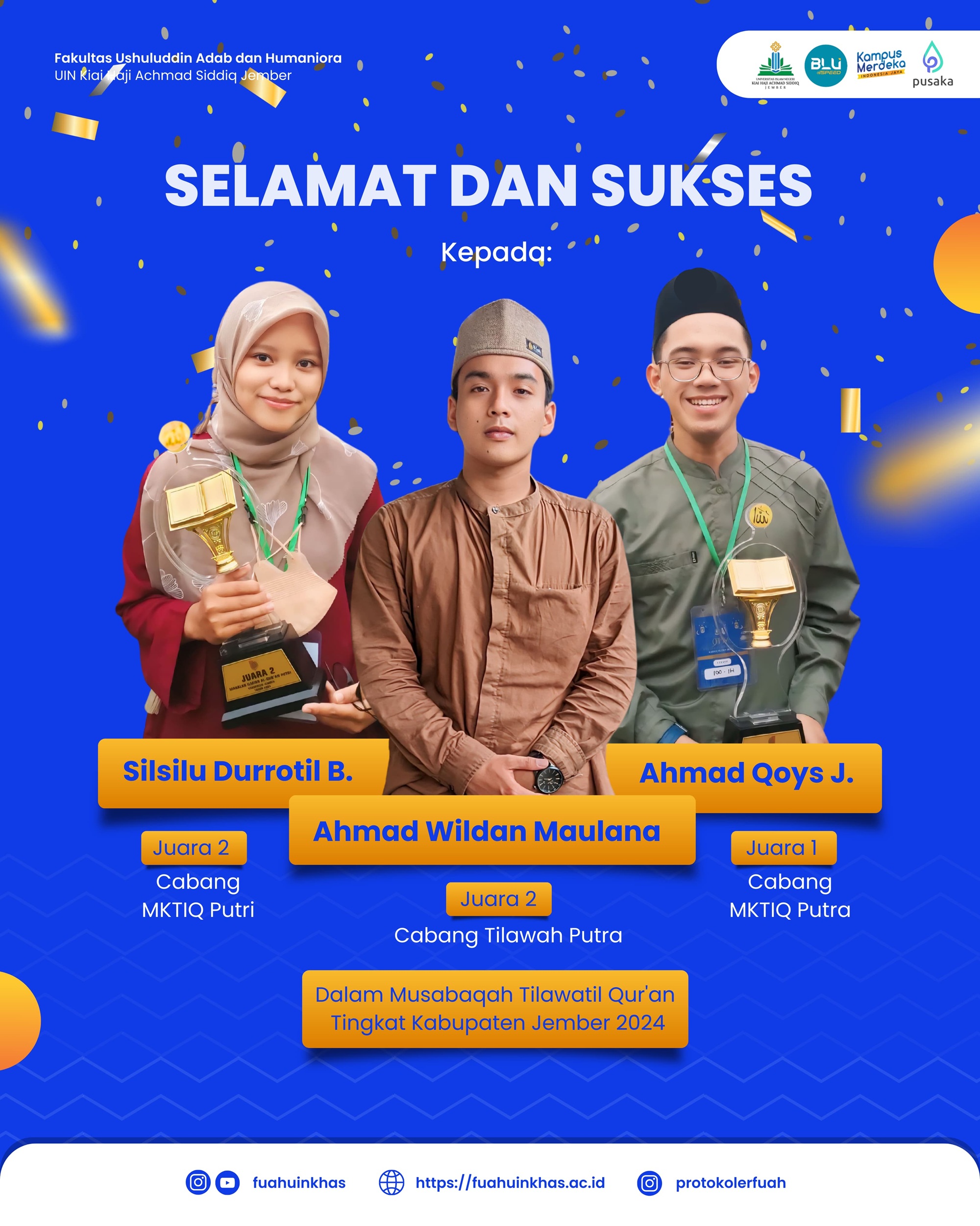 3 Mahasiswa Prodi IAT Raih Prestasi dalam MTQ Kabupaten Jember